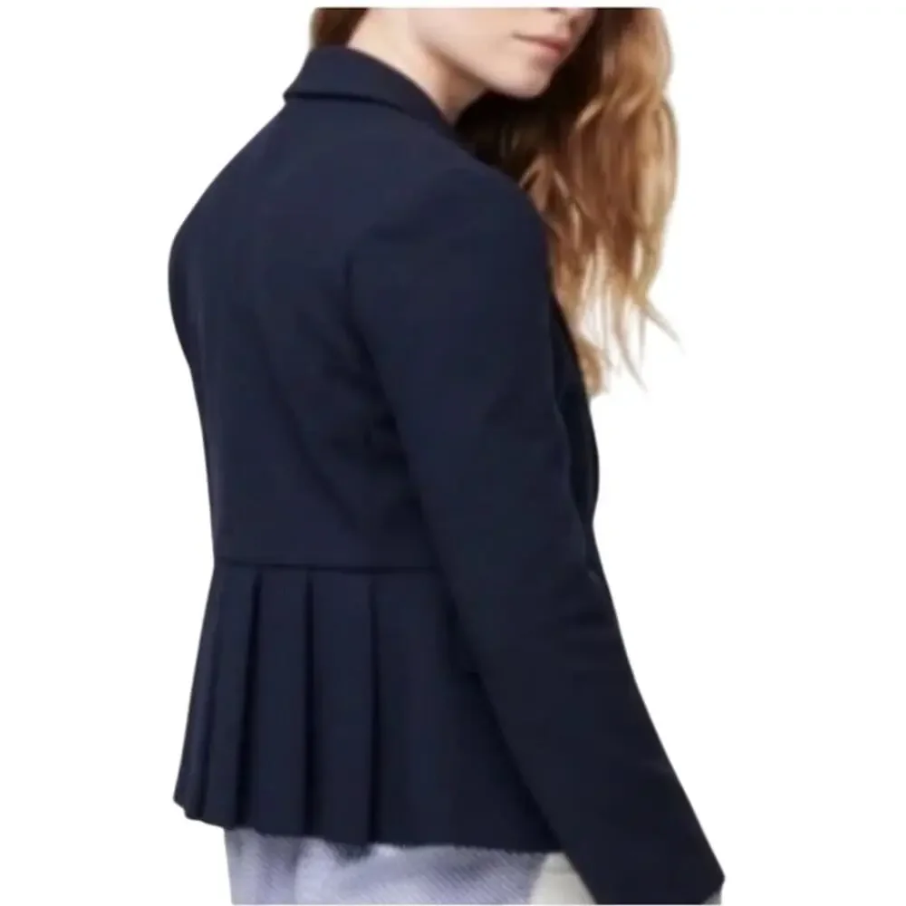 J. Crew‎ Womens Mayfair Pleated Back Navy Blazer Size 2